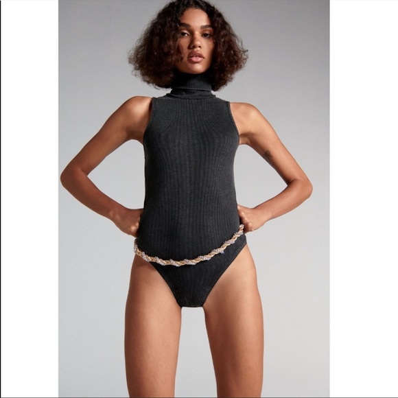 Zara Tops - Zara Turtleneck Sleeveless Washed Effect Bodysuit Top Blouse Women’s Size Small